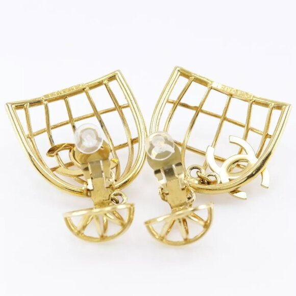 CHANEL Bird cage Earring Plated Gold 31.9g - Picture 3 of 8